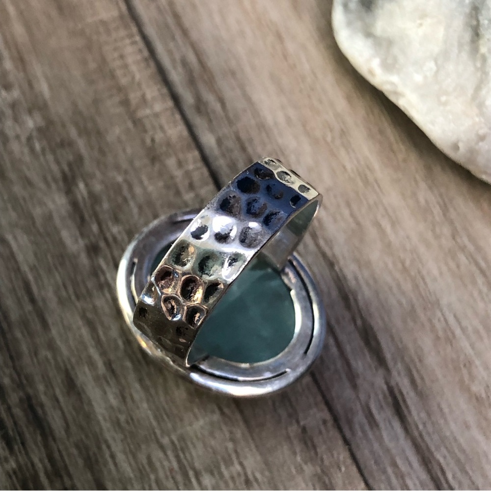 Sterling Raw Aquamarine Ring 7.5 - Picture 5 of 7